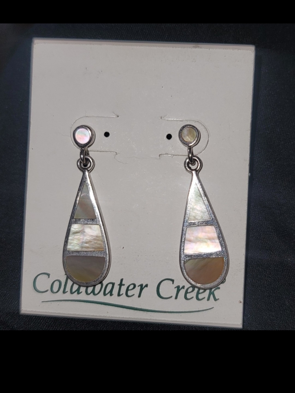 Coldwater Creek Silver Teardrop Mother-of-Pearl Drop Earrings - Iridescent
